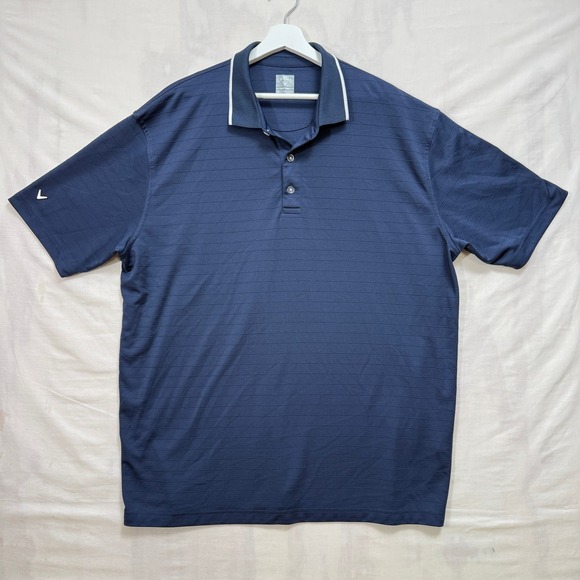 Callaway Other - Callaway Polo Shirt Mens XXL Navy Blue Opti-Dri Textured Stripe Tipped Collar